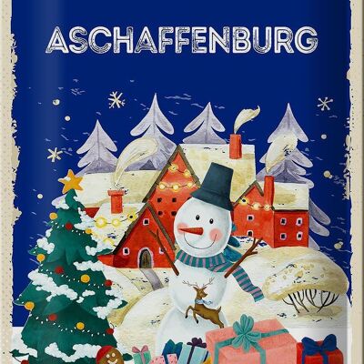 Cartel de chapa Saludos navideños ASCHAFFENBURG 20x30cm