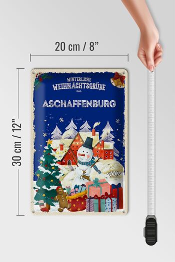 Plaque en tôle Salutations de Noël ASCHAFFENBURG 20x30cm 4