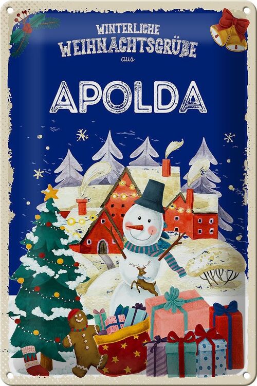 Blechschild Weihnachtsgrüße aus APOLDA 20x30cm