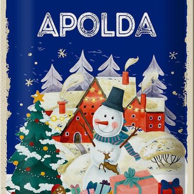 Cartel de chapa Saludos navideños de APOLDA 20x30cm