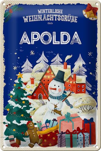 Plaque en tôle Salutations de Noël d'APOLDA 20x30cm 1