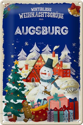 Plaque en tôle Salutations de Noël AUGSBOURG 20x30cm 1