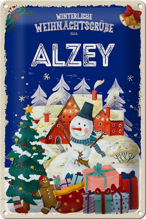 Blechschild Weihnachtsgrüße aus ALZEY 20x30cm