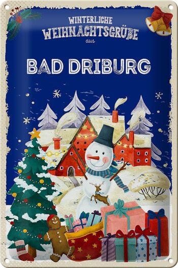 Plaque en tôle Salutations de Noël de BAD DRIBURG 20x30cm 1