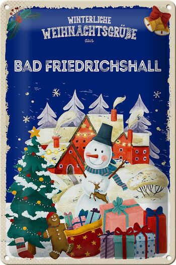 Plaque en tôle Salutations de Noël de BAD FRIEDRICHSHALL 20x30cm 1