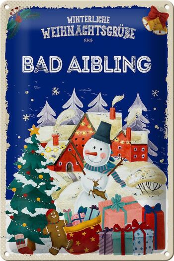 Plaque en tôle Salutations de Noël de BAD AIBLING 20x30cm 1