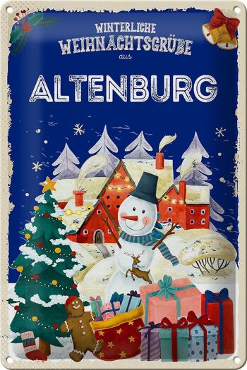 Plaque en tôle Salutations de Noël ALTENBURG 20x30cm 1