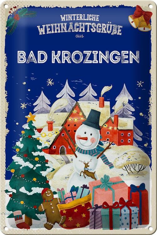 Blechschild Weihnachtsgrüße BAD KROZINGEN 20x30cm