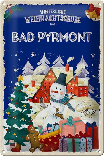 Plaque en tôle Salutations de Noël de BAD PYRMONT 20x30cm 1