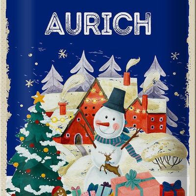 Cartel de chapa Saludos navideños AURICH Fest 20x30cm