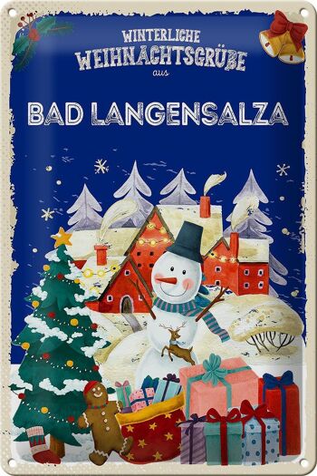 Plaque en tôle Salutations de Noël de BAD LANGENSALZA 20x30cm 1