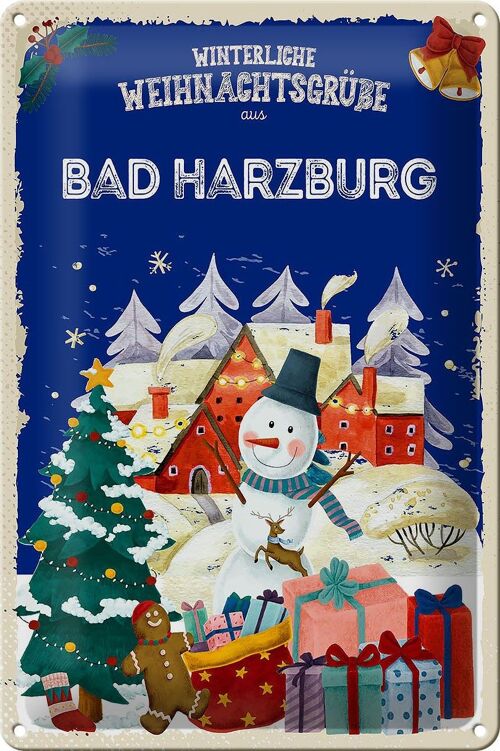 Blechschild Weihnachtsgrüße aus BAD HARZBURG 20x30cm