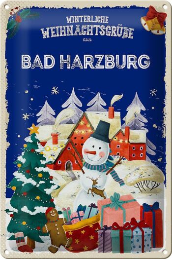 Plaque en tôle Salutations de Noël de BAD HARZBURG 20x30cm 1