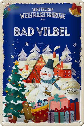 Plaque en tôle Salutations de Noël BAD VILBEL 20x30cm 1