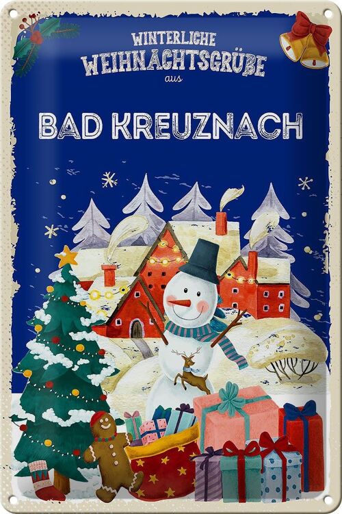 Blechschild Weihnachtsgrüße BAD KREUZNACH 20x30cm