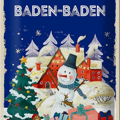 Cartel de chapa Saludos navideños de BADEN-BADEN 20x30cm