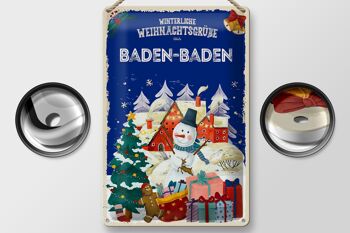 Plaque en tôle Salutations de Noël de BADEN-BADEN 20x30cm 2