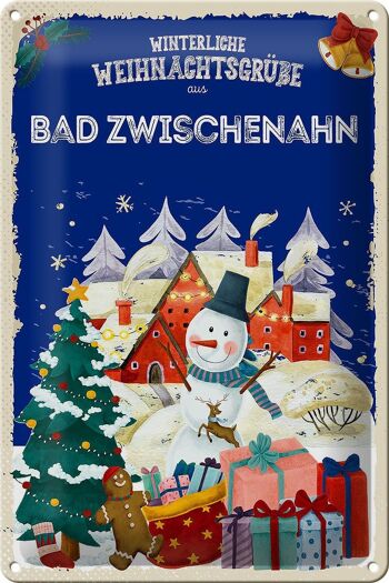 Plaque en tôle Salutations de Noël de BAD ZWISCHENAHN 20x30cm 1