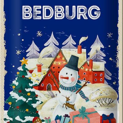 Cartel de chapa Saludos navideños de BEDBURG 20x30cm