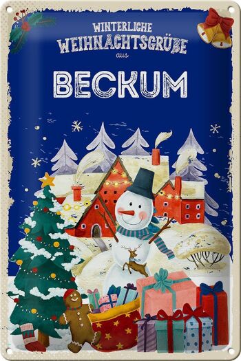Plaque en tôle Salutations de Noël de BECKUM 20x30cm 1