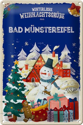 Plaque en tôle Salutations de Noël de BAD MÜNSTEREIFEL 20x30cm 1
