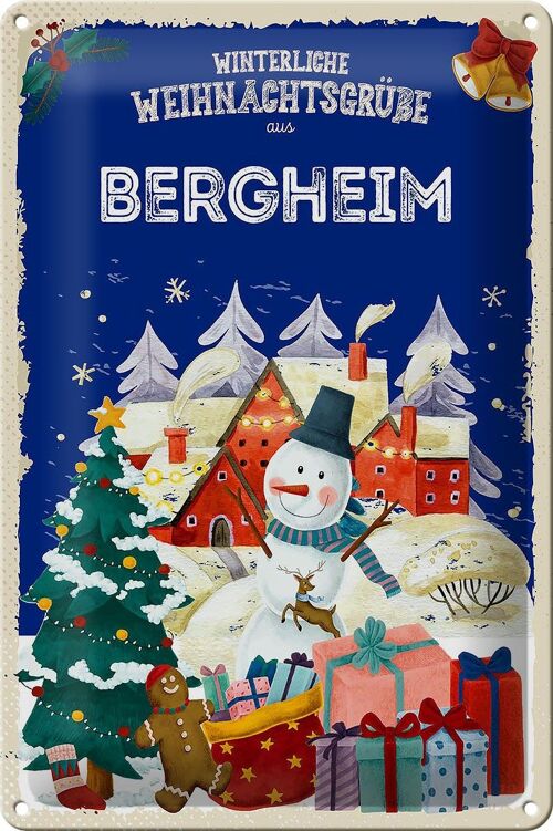 Blechschild Weihnachtsgrüße BERGHEIM 20x30cm