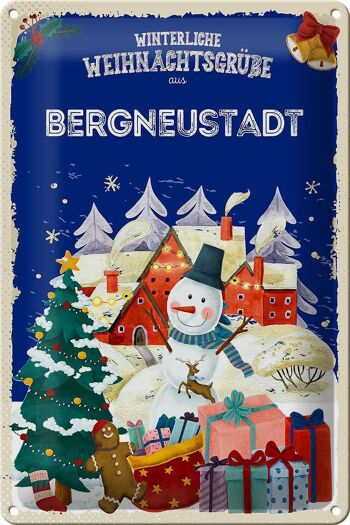 Plaque en tôle Salutations de Noël BERGNEUSTADT 20x30cm 1