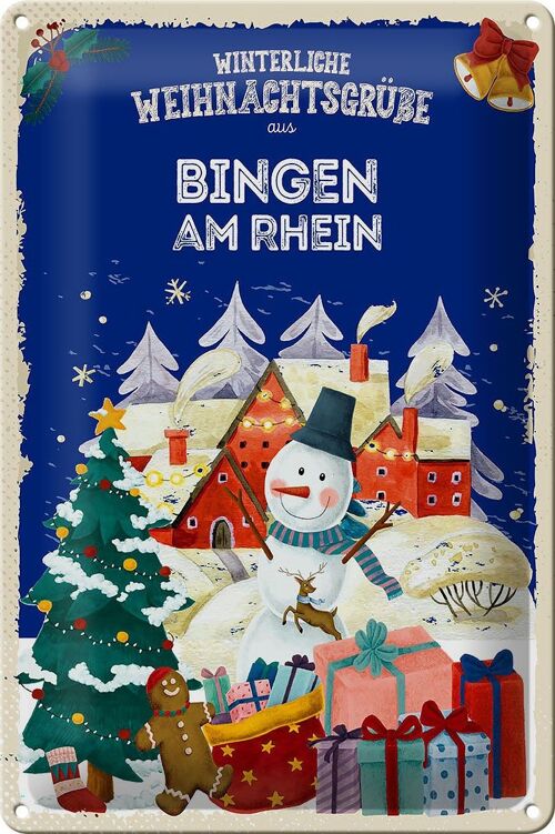 Blechschild Weihnachtsgrüße BINGEN AM RHEIN 20x30cm