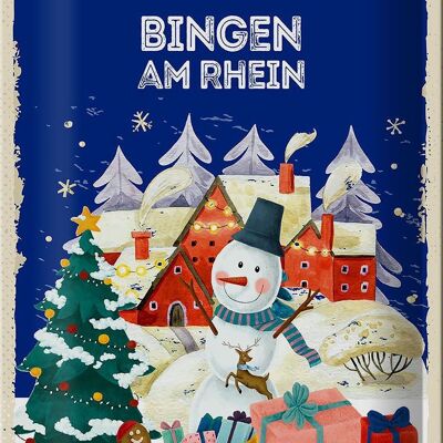 Cartel de chapa Saludos navideños BINGEN AM RHEIN 20x30cm