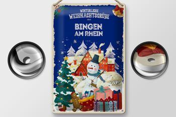 Plaque en tôle Salutations de Noël BINGEN AM RHEIN 20x30cm 2