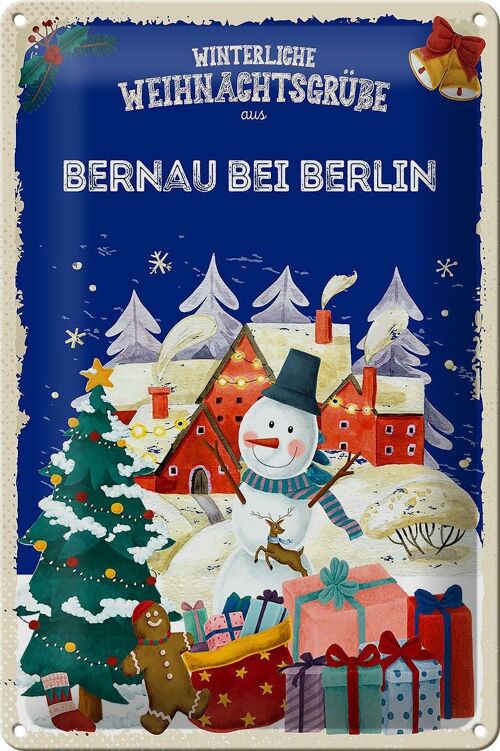 Blechschild Weihnachtsgrüße BERNAU bei BERLIN 20x30cm