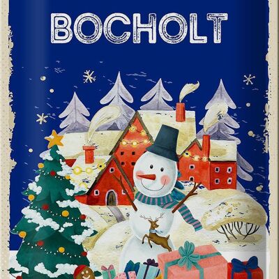 Cartel de chapa Saludos navideños de BOCHOLT 20x30cm