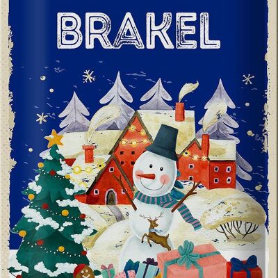 Cartel de chapa Saludos navideños de BRAKEL 20x30cm