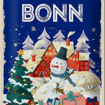 Cartel de chapa Saludos navideños de BONN 20x30cm