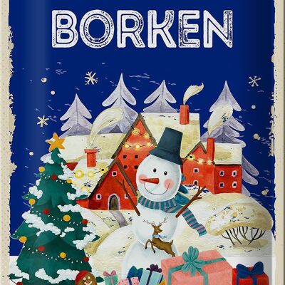 Plaque en tôle Salutations de Noël de BORKEN 20x30cm