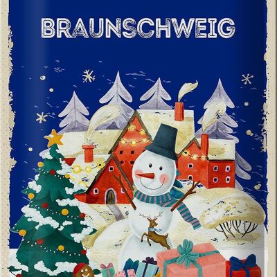 Blechschild Weihnachtsgrüße aus BRAUNSCHWEIG 20x30cm