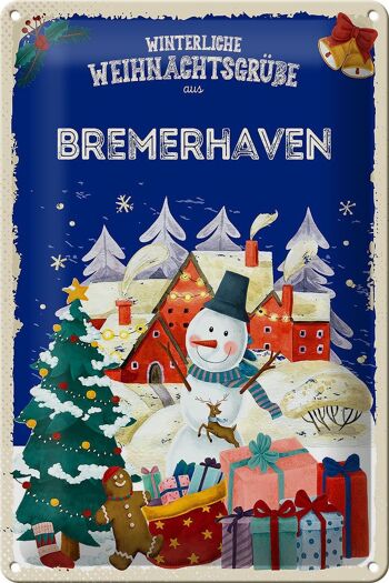 Plaque en tôle Salutations de Noël de BREMERHAVEN 20x30cm 1