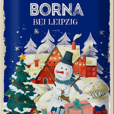 Cartel de chapa Saludos navideños BORNA cerca de Leipzig 20x30cm