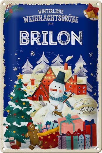 Plaque en tôle Salutations de Noël en BRILON 20x30cm 1
