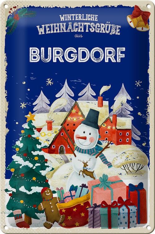 Blechschild Weihnachtsgrüße BURGDORF 20x30cm