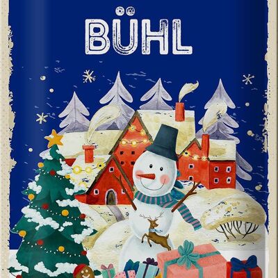 Plaque en tôle Salutations de Noël BÜHL Fest 20x30cm