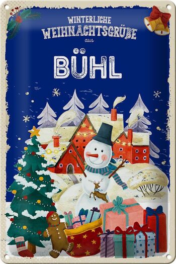 Plaque en tôle Salutations de Noël BÜHL Fest 20x30cm 1