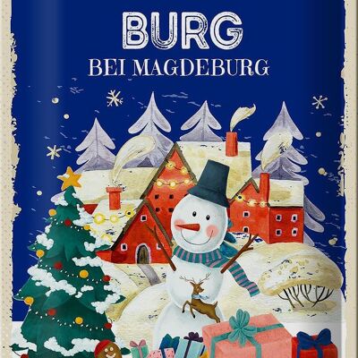 Cartel de chapa Saludos navideños de BURG cerca de MAGDEBURG 20x30cm