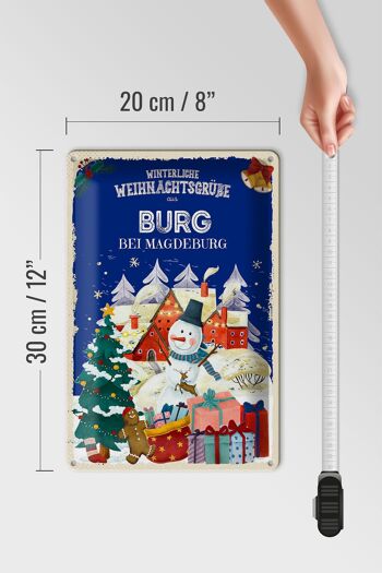 Plaque en tôle Salutations de Noël de BURG près de MAGDEBURG 20x30cm 4