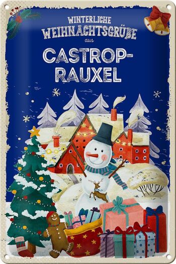 Plaque en tôle Vœux de Noël CASTROP-RAUXEL 20x30cm 1