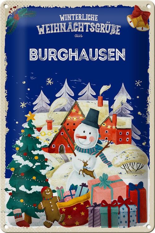 Blechschild Weihnachtsgrüße BURGHAUSEN 20x30cm