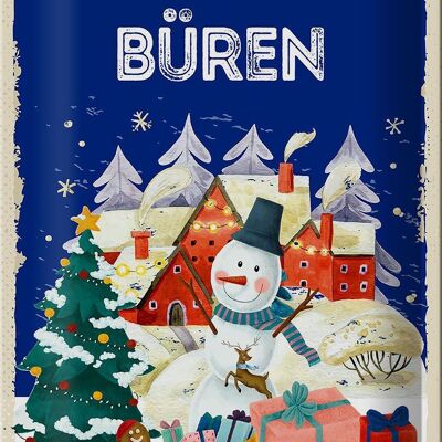 Targa in metallo auguri di Natale BÜREN Fest 20x30 cm