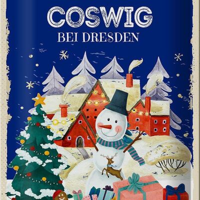 Blechschild Weihnachtsgrüße aus COSWIG bei DRESDEN 20x30cm