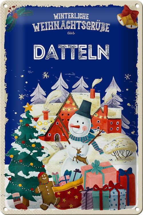 Blechschild Weihnachtsgrüße aus DATTELN 20x30cm