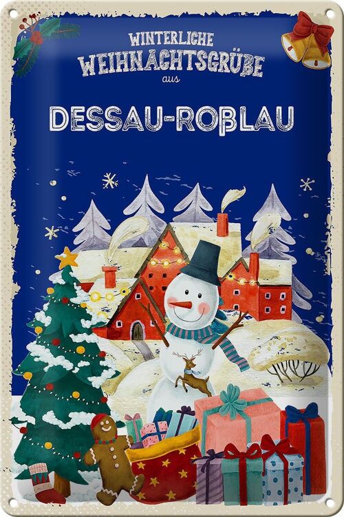 Blechschild Weihnachtsgrüße DESSAU-ROßLAU 20x30cm